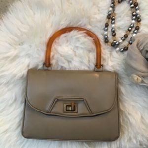 Vintage Meyers Handbag Taupe with Lucite Handle